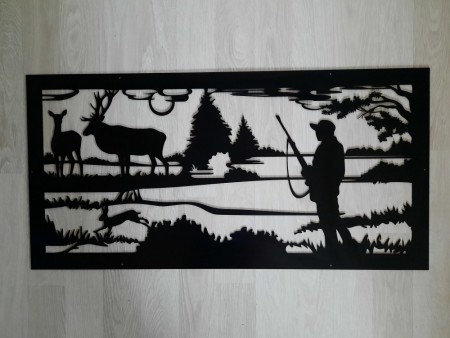 Metallplate Jeger og hjort