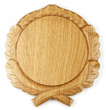 Trofeplate. villsvin, lys eik 14 CM