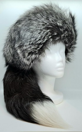 Lue i ekte sølvrev pels