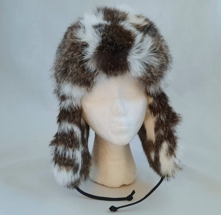 Skinnlue med ekte kanin pels